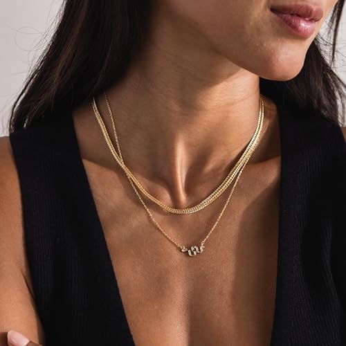 LUCA SMITH Gold Chains for Women & Men, 14K Gold Foxtail Chain Necklace Herringbone Chain Necklace Flat snake Chains 14K Gold Simple Layered Fashion Jewelry Gift for Women 18in 20in 22in 24in - size: 20in, style: Foxtail Chain-Premium Style