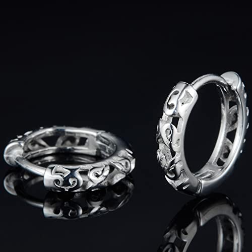 Stainless Steel Knotted Flower Floral Pattern Huggie Cuff Hoop Earrings