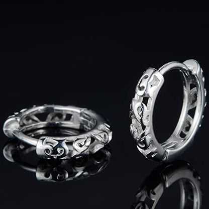 Stainless Steel Knotted Flower Floral Pattern Huggie Cuff Hoop Earrings