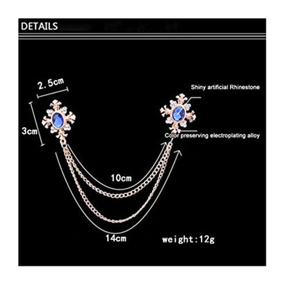 Collar Chain Pin for Men and Women - Hanging Tassel Brooch Lapel Pin for Business Suits - Bar Pin With Long Chain - Gifts - color: D: blue