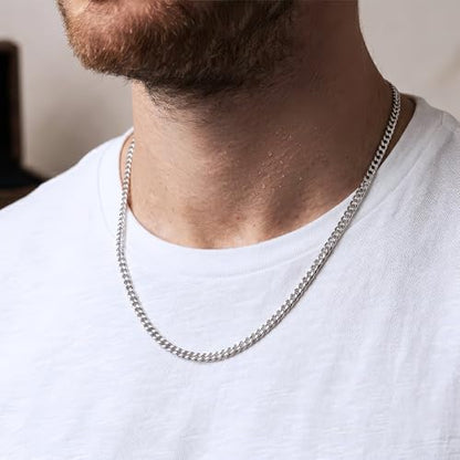 VEXXS Men's Gold Chain,18K Real Gold Filled Cuban Link Chains, 316L Stainless Steel Durable No Color Fading 3mm 4mm 6mm Men’s Necklace Chain Urban Fashion Street Wear Gift for Men Women - size: 20 inches, style: 3mm-White Gold