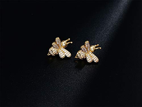 Cute Bee Ear Cuff Earrings 14K Gold Plated CZ Crystal Cartilage Wrap Non Piercing Clip Earring for Women Hypoallergenic