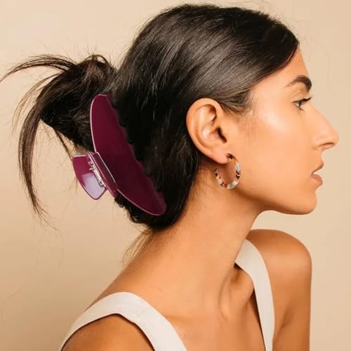 MAORULU Cute Claw Clip for Women – 4.3'' Large Acetate Hair Clips for Thick Thin Curly Long Hair, Durable Hair Clamps Non-slip Jaw Clip, Strong Hold, Stylish French Design (Wine Red) - color: Wine Red
