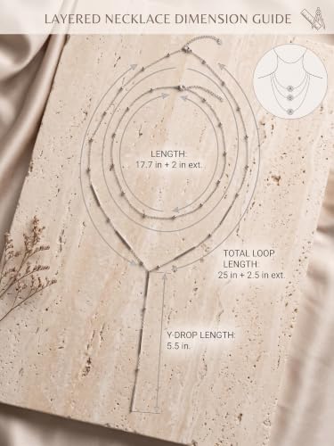 Gmai Long Necklaces for Women 14K Gold Plated Y-Shaped Drop Chain Layered Lariat Long Necklace Dainty Cross Pendant Necklace Trendy Everyday Wear Gift - color: Silver long necklace
