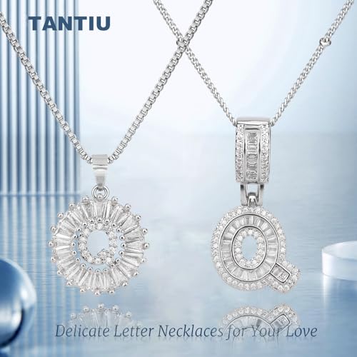 14K Gold Plated Alphabet Necklace Cubic Zirconia Letter Pendant, Personalized Name Jewelry Gift for Women, Customizable A-Z, Birthday/Mothers Day Gifts for Womens - color: White Gold, style: Style-Q
