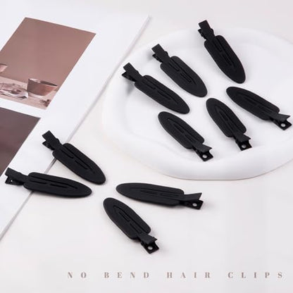 10 Pcs Creaseless No Crease No Bend Flat Hair Clips For Styling Non Slip Makeup Clips For Women Salon Hairstyle,Matte Black - color: Matte Black