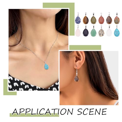 50Pcs Teardrop Stone Pendants Water Drop Healing Crystal Quartz Chakra Gemstone Rock Charms Random Mixed for Necklace Jewelry Making Hole: 2x7mm - color: 1-Mixed Color-Teardrop-Random