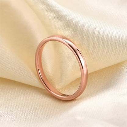 Tungsten Domed Wedding Band Men Women High Polish Comfort Fit - color: 2mm-Rose Gold