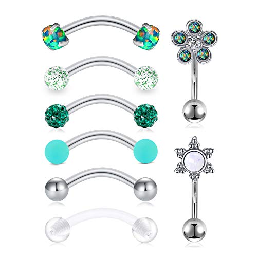 Mayhoop 16G Rook Earrings Piercing Jewelry Daith Snug Eyebrow Rings Piercing Stainless Steel Curved Barbell Anti Tragus Forward Helix Piercings for Women Men