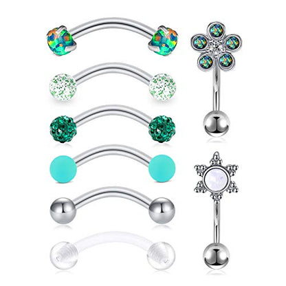 Mayhoop 16G Rook Earrings Piercing Jewelry Daith Snug Eyebrow Rings Piercing Stainless Steel Curved Barbell Anti Tragus Forward Helix Piercings for Women Men