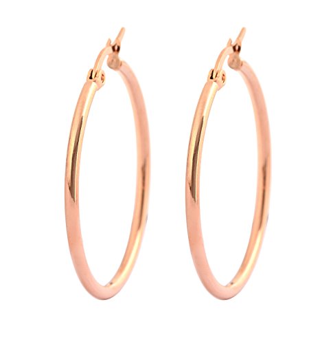 Rounded Hoops Earrings (20mm-60mm Diameter) - color: Rose Gold 30mm