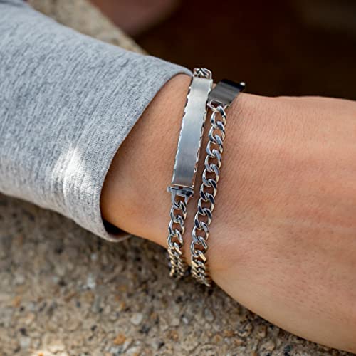 Speidel Ladies Engravable ID Figaro Bracelet With Polished Plaque