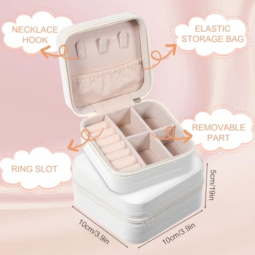 Kifmurase 10Pcs Travel Jewelry Case, Bridesmaid Gifts Box, Small PU Leather Earring Organizer, Jewelry Travel Organizer, Mini Storage Boxes for Women Bridesmaid Proposal Gifts (White)