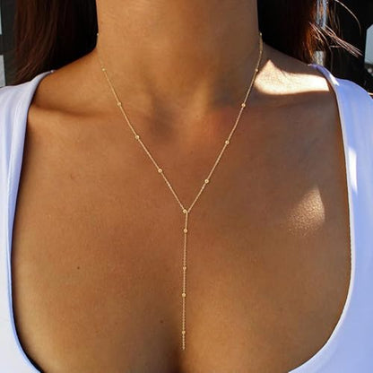 choice of all Rose Gold Necklaces Lariat Necklace for Women Slip Chain Necklace Y-Shaped Pendant Necklaces Trendy Jewelry Gifts - color: T2:Y necklace bead
