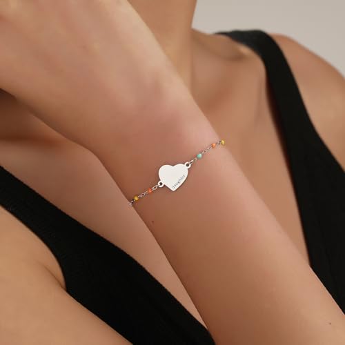 DS Mother Daughter Matching Bracelets,Adjustable Stainless Steel Gift Set | mother’s Day & Birthday Gift Box,Heart Charm,Mommy & Me Style,18K Gold Plated,Hypoallergenic,Daily Wear,Fits Women Teen Girls - color: Silver-4