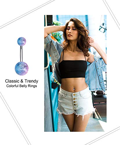 24-50Pcs 14G Stainless Steel Belly Button Rings for Women CZ Screw Navel Bars Body Piercing Jewelry - color: H: 50pcs