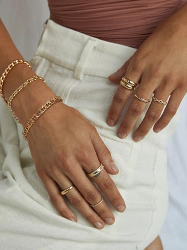 SOFYBJA 18k Gold Plated Personalized Chunky Cuban Oval Link Chain Bracelets for Men Toggle Rope Bracelet Jewelry for Women - style: Flat Cuban Chain Link Bracelet