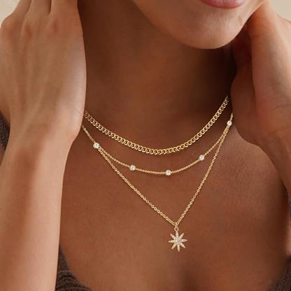 XIXINI Layered Necklaces for Women, Dainty Gold Necklace Stack 14k Gold Plated Layering Pendant Necklace Set Simple Statement Gold Necklaces for Women Trendy Fashion Waterproof Gold Jewelry - color: Gold-Set 4