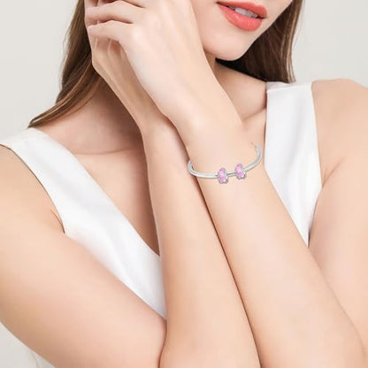 Annmors S925 Clip Spacer Safety Chain Stopper Charms for Pandora, Gift Mom Daughter Friend Sister Wife Grandma Girlfriend Fmaily On Christmas Mothers Valentines Halloween Graduation - color: G01-2Pcs Flower Murano Glass Spacers