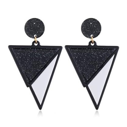 Black White Acrylic Earrings for Women Acrylic Triangular Drop Dangle Earrings Trendy Water Drop Two Tone Stud Earrings Geometric Resin Statement Earrings Jewelry - color: Triangular