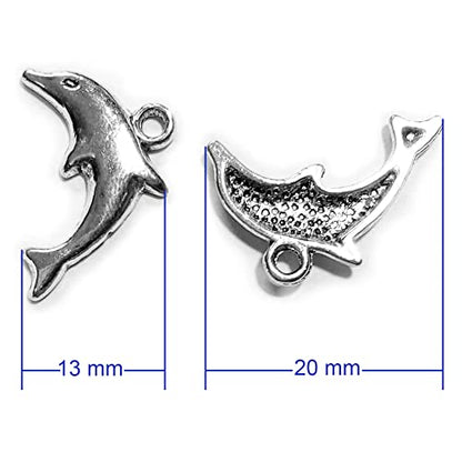 Heather's cf Silver Sea Charms – Antique Pendants, Non-Tarnish, Lead-Free & Nickel-Free, Bulk Ocean Animal Charms for DIY Jewelry, Bracelets, Necklaces, Earrings, Beach Craft Supplies (Sea Animals) - color: Dolphin-80pcs