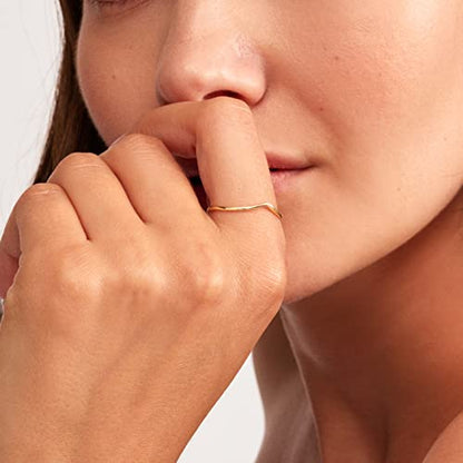 Gelin 10K Solid Gold Chevron Ring for Women - Dainty V Shape Stacking Band - Minimalist Wedding Ring