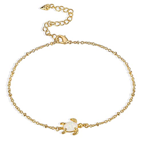 Lit Wall Gold Anklets for Women 18K Gold Plated Adjustable Summer Simple Foot Jewelry Ankle Bracelet for Women - style: Turtle