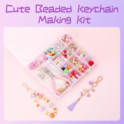 552PCS DIY Keychain Making Kit, Alphabet Beads Craft Set with Storage Box | Keychain Making Kit, 552PCS All-In-One Supplies, DIY Personalized Custom Charms, Multi-Scene Use, Beginner Friendly