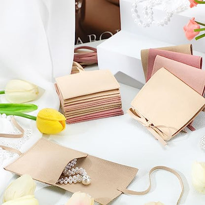 120 Pcs Microfiber Jewelry Pouch 8 x 8cm Jewelry Packaging Bag Gift Bow Tie Bracelet with Cleaning Cloth(Multicolor) - color: Multicolor