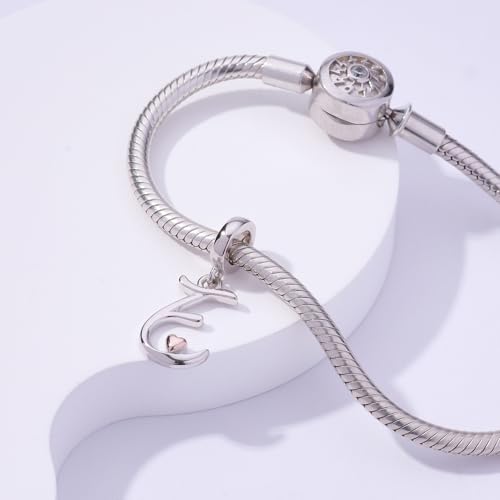 Letter Charms for Pandora Bracelets 925 Sterling Silver Alphabet Initial Charms Bead Jewelry Gift for Women - style: Initial E