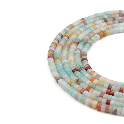 BEADIA Natural Amazonite Spacer Beads Caps Loose Semi Gemstone for Beading Jewelry Making 4mmx2mm 38cm - color: Amazonite, size: Round 4mm x 2mm