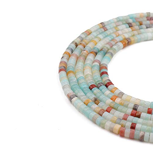BEADIA Natural Amazonite Spacer Beads Caps Loose Semi Gemstone for Beading Jewelry Making 4mmx2mm 38cm - color: Amazonite, size: Round 4mm x 2mm
