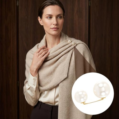 Pearl Brooches Pins, Faux Pearl Sweater Shawl Clip - color: Beige, 8pcs, style 2