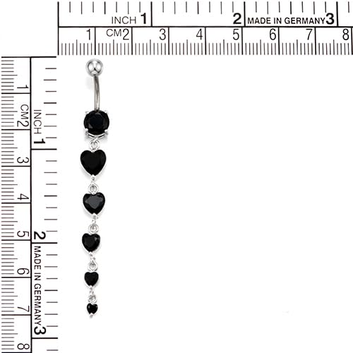 COOLSTEELANDBEYOND Steel Belly Chain Belly Button Ring Body Jewelry Piercing Navel Ring with Long Dangle Cubic Zirconia - color: F-Metal Color: Silver