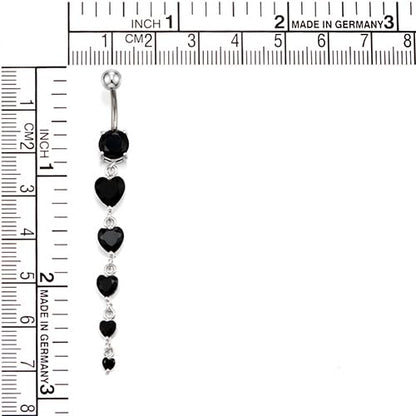 COOLSTEELANDBEYOND Steel Belly Chain Belly Button Ring Body Jewelry Piercing Navel Ring with Long Dangle Cubic Zirconia - color: F-Metal Color: Silver