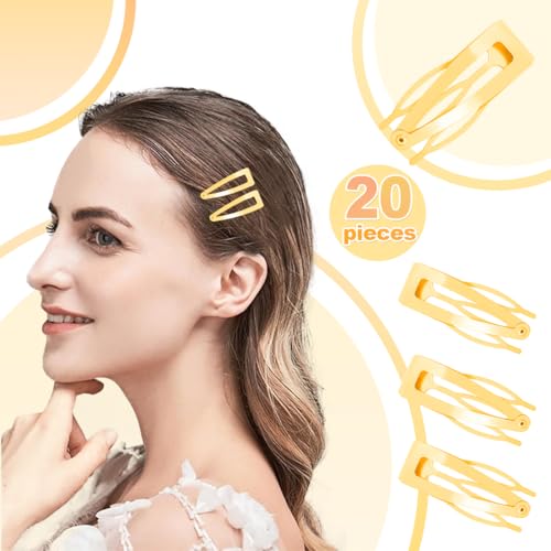 20 Pcs Snap Hair Clips for Women Snap Hair Barrettes Double Grip Hair Clips 3 Prong Clips for Hair Barrettes for Women Girls (GOLD) - color: GOLD