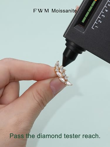 Moissanite 20mm Butterlfy/Flower/Leaf/Bezel Crawler Stud Earrings for Women, 925 Sterling Silver with Gold Plated, Hypoallergenic Cartilage Earrings, Valentines Birthday Anniversary Wedding Gift - color: Leaf - 2.96 Carat - Yellow Gold