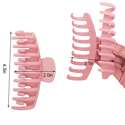 2 Pack Big Hair Claw Clips Nonslip Large Claw Clip for Women and Girls Hair,Strong Hold Grips Hair Accessories 4 Inch (Pink) - color: Pink