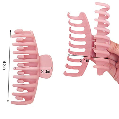 2 Pack Big Hair Claw Clips Nonslip Large Claw Clip for Women and Girls Hair,Strong Hold Grips Hair Accessories 4 Inch (Pink) - color: Pink