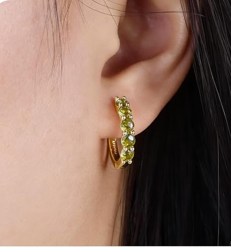 Evabelle Gold Hoop Earrings for Women 14K Real Gold Plated Cubic Zirconia Diamond Hoop Earrings Huggie Hoop Earring Women Earrings Earring for Men 925 Sterling Silver Post Hypoallergenic - color: Hoops 20-Olive