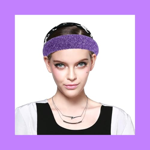 Purple Padded Headband Wide,Fashion Diamond Hairband | Headbands for Women,Dressy,Handmade,Glitter,Trendy Styles,Sparkly,Fancy,Comfort,Prom,Party,Head Accessories