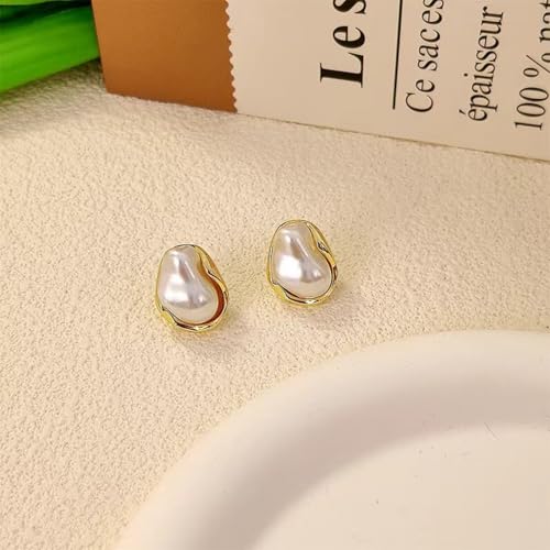 Boho Pearl Statement Earrings for Women Irregular Pearl Earrings | Big Round Freshwater Pearls Bridal Gold Earring Beach Ocean Vacation Jewelry - style: B Style