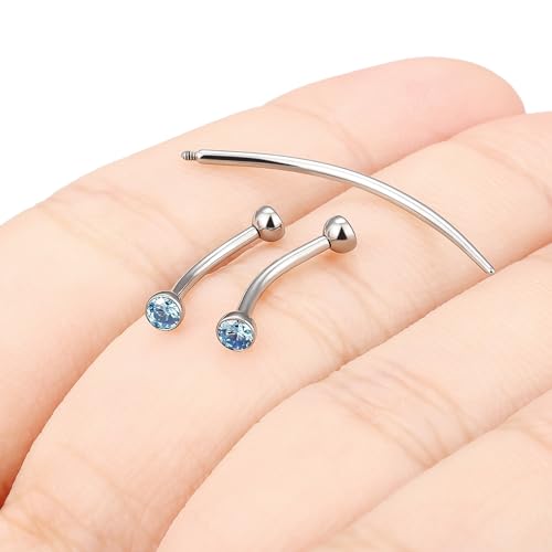 F136 Titanium 16g 6/8/10mm Eyebrow/Rook/Snug/Vertical-Labret/VCH/Snake-Eyes/Anti-Tragus/Christina/Daith/Belly-Button/Bridge/Hood/Surface Curved Barbell Piercing Jewelry for Women Men - color: Ocean Blue, size: 10 mm (3/8 in)