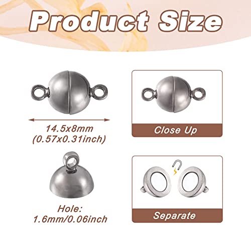 Craftdady 20 Sets Black Round Magnetic Clasps 14.5x8mm Magnet Converters Locking Clasps for Jewelry Bracelet Necklace Making Hole:1.6mm - color: GunMetal