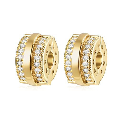 DALARAN Stopper Beads for Bracelets 925 Sterling Silver Clip Spacer Charm Bracelet Stoppers - style: Gold Clip StopCharms-Empty