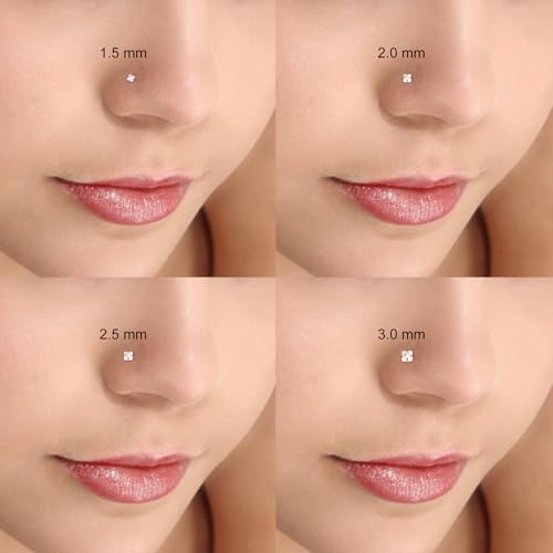 20G Nose Rings Studs for Women Corkscrew Sliver Nose Studs Hypoallergenic Nose Rings 316L Stainless Steel Nose Nostril Percing Jewely for Women Men Round Square CZ Imitation Diamond 1.5mm/2.0mm/2.5mm/3.0mm - style: 20G-L-Shape-gold-1.5mm