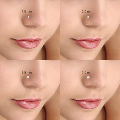 20G Nose Rings Studs for Women Corkscrew Sliver Nose Studs Hypoallergenic Nose Rings 316L Stainless Steel Nose Nostril Percing Jewely for Women Men Round Square CZ Imitation Diamond 1.5mm/2.0mm/2.5mm/3.0mm - style: 20G-L-Shape-gold-1.5mm