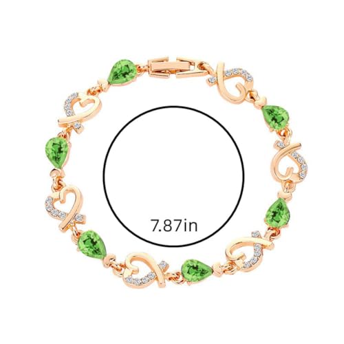 Gold Bracelets For Woman Trendy Charm Heart Thin Chain Bracelet Dainty Gold Link Bracelet Jewelry Gifts For Women - color: green