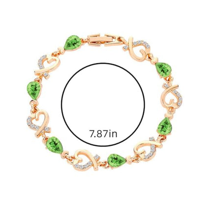 Gold Bracelets For Woman Trendy Charm Heart Thin Chain Bracelet Dainty Gold Link Bracelet Jewelry Gifts For Women - color: green