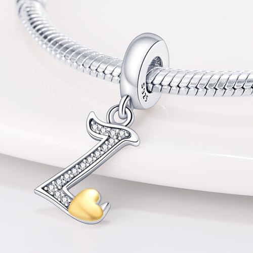 HappyStar Sterling Silver Letter Charms for Bracelets Alphabet Initial Dangle Charms Bead fit Pandora Bracelets Jewelry Gifts for Women - color: Letter charms L